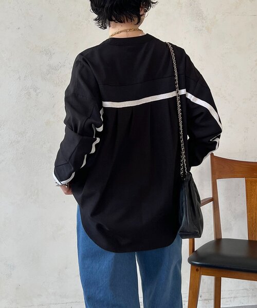 un dix cors（アンディコール）の「バックテープ麻調シャツ（シャツ/ブラウス・レディース・ネイビー/オフホワイト/グレー/ブラック・FREE）」の14枚目の写真