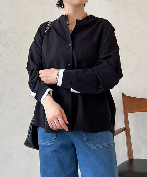 un dix cors（アンディコール）の「バックテープ麻調シャツ（シャツ/ブラウス・レディース・ネイビー/オフホワイト/グレー/ブラック・FREE）」の15枚目の写真