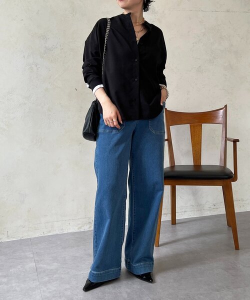 un dix cors（アンディコール）の「バックテープ麻調シャツ（シャツ/ブラウス・レディース・ネイビー/オフホワイト/グレー/ブラック・FREE）」の18枚目の写真