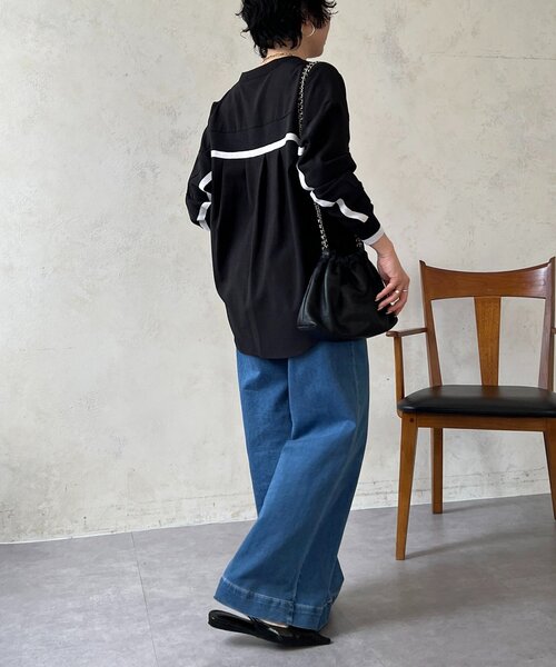 un dix cors（アンディコール）の「バックテープ麻調シャツ（シャツ/ブラウス・レディース・ネイビー/オフホワイト/グレー/ブラック・FREE）」の19枚目の写真