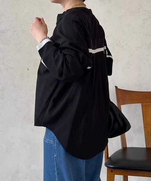 un dix cors（アンディコール）の「バックテープ麻調シャツ（シャツ/ブラウス・レディース・ネイビー/オフホワイト/グレー/ブラック・FREE）」の20枚目の写真