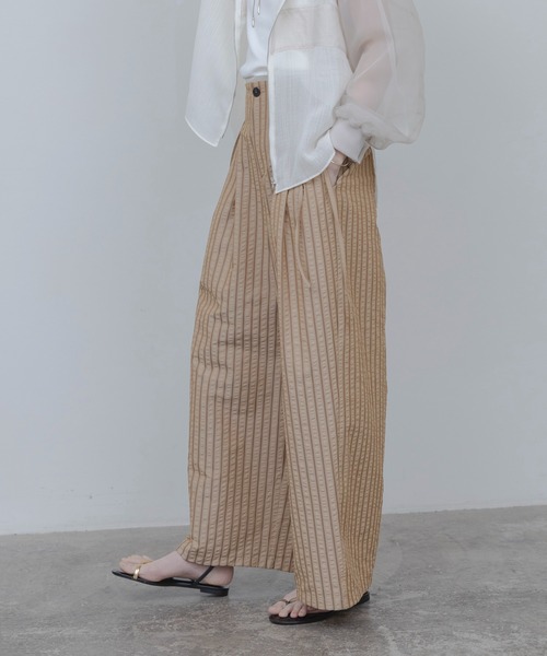ストライプ ハイウエストツータックパンツ Eimee Law│Eimee Law