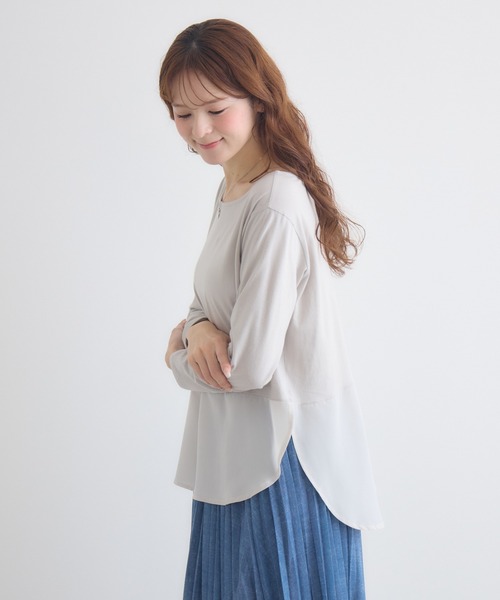 KATHARINE ROSS(キャサリンロス)の「【KATHARINE ROSS】布帛へムレイヤードプルオーバー(Tシャツ/カットソー・レディース・ホワイト/ライトグレー・FREE)」の10枚目の写真