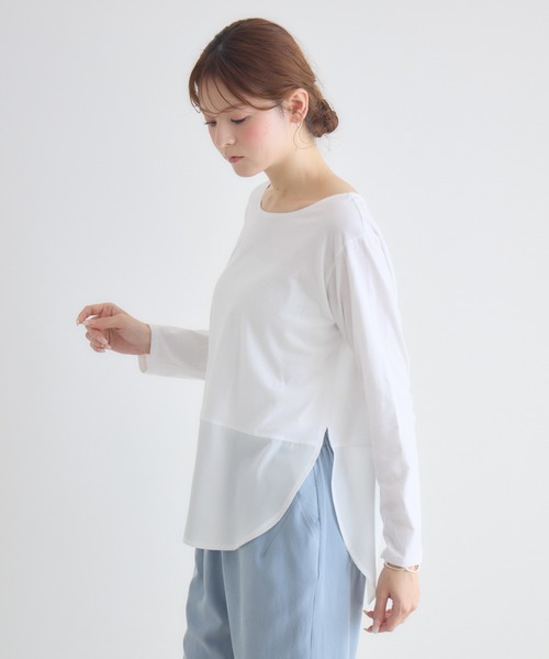 KATHARINE ROSS(キャサリンロス)の「【KATHARINE ROSS】布帛へムレイヤードプルオーバー(Tシャツ/カットソー・レディース・ホワイト/ライトグレー・FREE)」の3枚目の写真