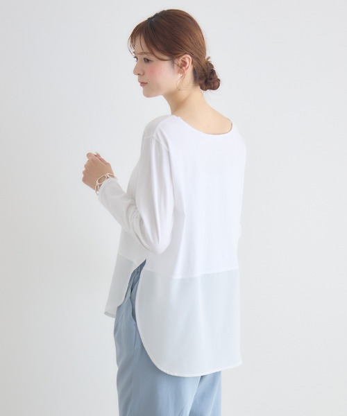 KATHARINE ROSS(キャサリンロス)の「【KATHARINE ROSS】布帛へムレイヤードプルオーバー(Tシャツ/カットソー・レディース・ホワイト/ライトグレー・FREE)」の4枚目の写真