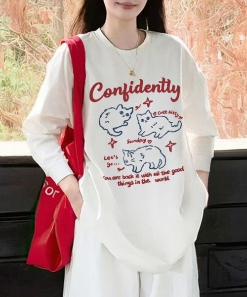 Vipoa(ヴィポア)の「CATロゴプリントカットソー(Tシャツ/カットソー・レディース・ホワイト/ブラック・FREE)」の6枚目の写真