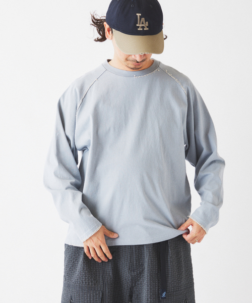 JOURNAL STANDARD relume（ジャーナルスタンダード　レリューム）の「ハンドステッチ ラグラン ロンT（Tシャツ/カットソー・メンズ・ホワイト系その他/ブルー系その他/ブラックミックス・MEDIUM/LARGE）」の11枚目の写真