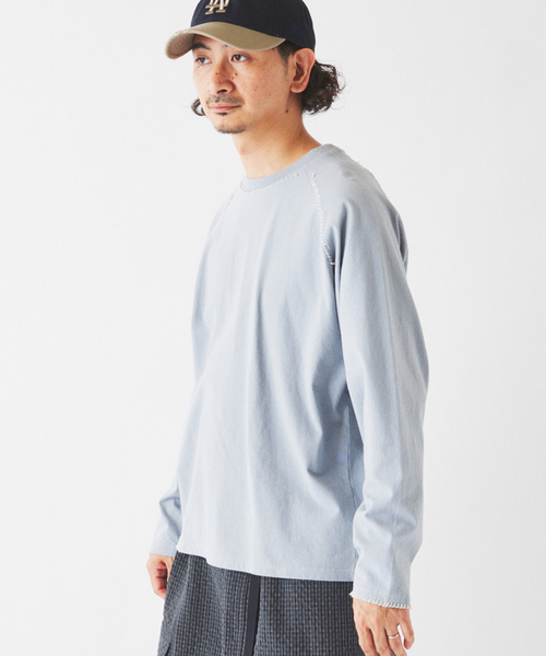 JOURNAL STANDARD relume（ジャーナルスタンダード　レリューム）の「ハンドステッチ ラグラン ロンT（Tシャツ/カットソー・メンズ・ホワイト系その他/ブルー系その他/ブラックミックス・MEDIUM/LARGE）」の13枚目の写真