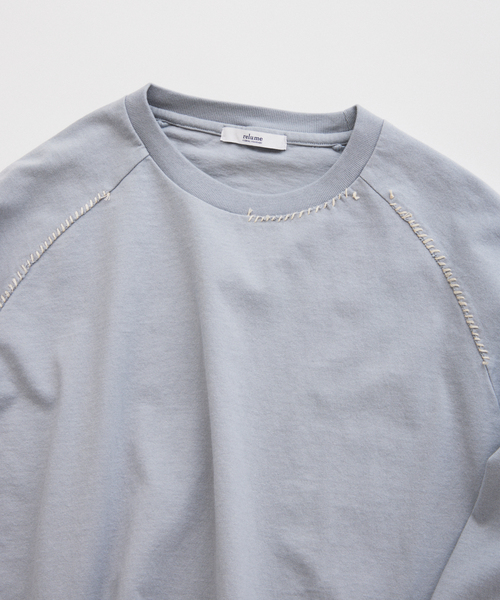 JOURNAL STANDARD relume（ジャーナルスタンダード　レリューム）の「ハンドステッチ ラグラン ロンT（Tシャツ/カットソー・メンズ・ホワイト系その他/ブルー系その他/ブラックミックス・MEDIUM/LARGE）」の22枚目の写真