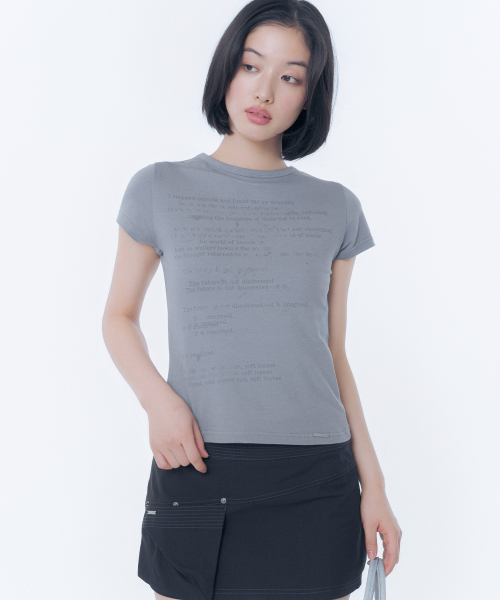 Miseki SEOUL(ミセキソウル)の「Blur quote short sleeve CHARCOAL(Tシャツ/カットソー・レディース・その他・1/2)」の1枚目の写真
