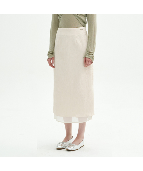 MICANE(ミケーネ)の「タイアリングルシフォンレイヤードスカート(スカート・レディース・クリーム/ブラック・X-SMALL/SMALL/MEDIUM/LARGE/X-LARGE/XX-LARGE)」の2枚目の写真