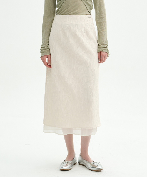 MICANE(ミケーネ)の「タイアリングルシフォンレイヤードスカート(スカート・レディース・クリーム/ブラック・X-SMALL/SMALL/MEDIUM/LARGE/X-LARGE/XX-LARGE)」の3枚目の写真