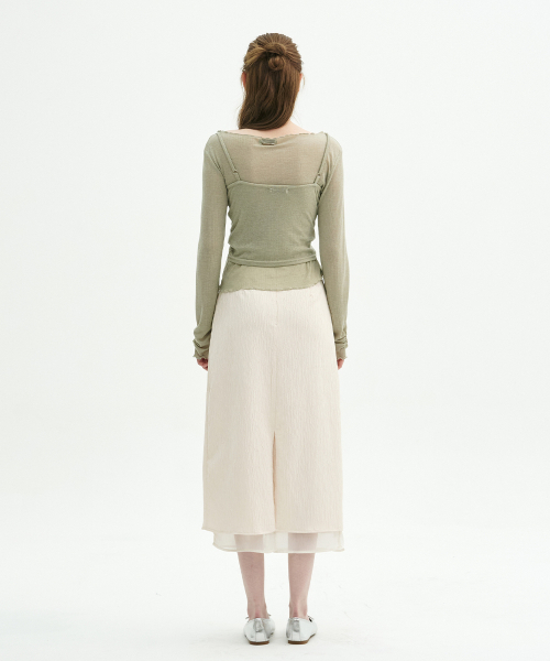 MICANE(ミケーネ)の「タイアリングルシフォンレイヤードスカート(スカート・レディース・クリーム/ブラック・X-SMALL/SMALL/MEDIUM/LARGE/X-LARGE/XX-LARGE)」の6枚目の写真