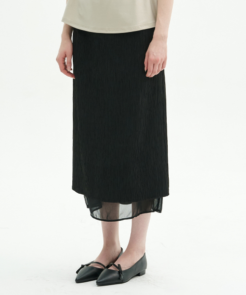 MICANE(ミケーネ)の「タイアリングルシフォンレイヤードスカート(スカート・レディース・クリーム/ブラック・X-SMALL/SMALL/MEDIUM/LARGE/X-LARGE/XX-LARGE)」の7枚目の写真
