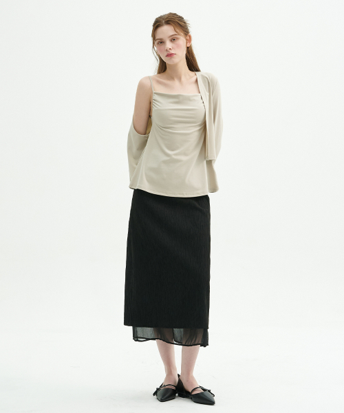 MICANE(ミケーネ)の「タイアリングルシフォンレイヤードスカート(スカート・レディース・クリーム/ブラック・X-SMALL/SMALL/MEDIUM/LARGE/X-LARGE/XX-LARGE)」の9枚目の写真