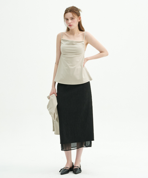 MICANE(ミケーネ)の「タイアリングルシフォンレイヤードスカート(スカート・レディース・クリーム/ブラック・X-SMALL/SMALL/MEDIUM/LARGE/X-LARGE/XX-LARGE)」の10枚目の写真