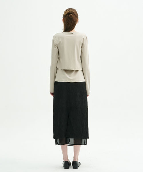 MICANE(ミケーネ)の「タイアリングルシフォンレイヤードスカート(スカート・レディース・クリーム/ブラック・X-SMALL/SMALL/MEDIUM/LARGE/X-LARGE/XX-LARGE)」の11枚目の写真