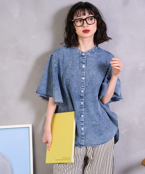 A.D.C.L.(エーディーシーエル)の「袖ボリューム バンドカラー デニムシャツ(シャツ/ブラウス・レディース・ブルー/サックスブルー・M/L)」の12枚目の写真