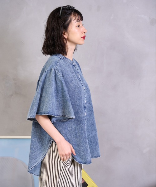 A.D.C.L.(エーディーシーエル)の「袖ボリューム バンドカラー デニムシャツ(シャツ/ブラウス・レディース・ブルー/サックスブルー・M/L)」の14枚目の写真