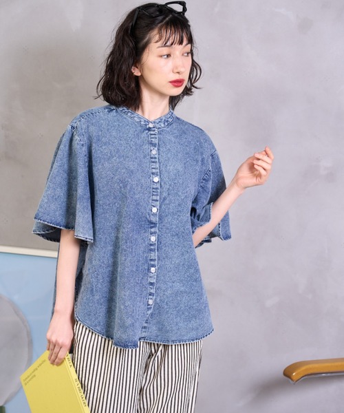 A.D.C.L.(エーディーシーエル)の「袖ボリューム バンドカラー デニムシャツ(シャツ/ブラウス・レディース・ブルー/サックスブルー・M/L)」の15枚目の写真