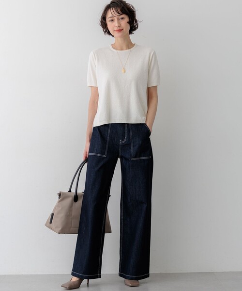 23区(ニジュウサンク)の「コットンナイロンミニブークレ ニットT(ニット/セーター・レディース・ブラウン系/アイボリー系/グレー系・38)」の4枚目の写真