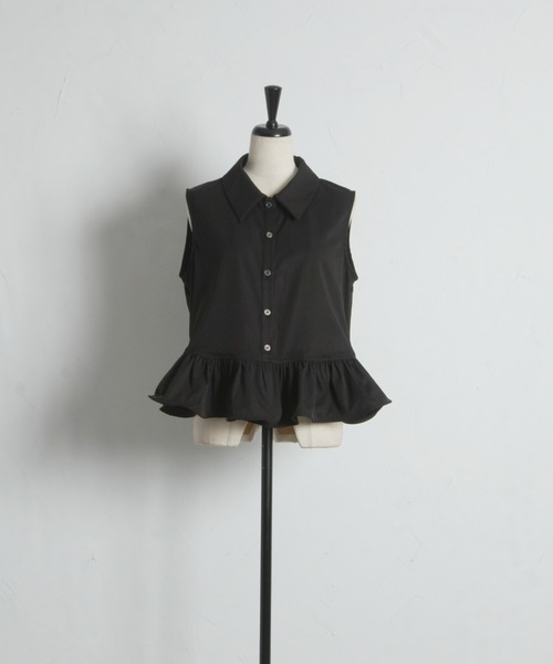 ARVELLIA(アルベリア)の「SLEEVELESS PEPLUM SHIRT(シャツ/ブラウス・レディース・ブラック/ホワイト・M)」の11枚目の写真