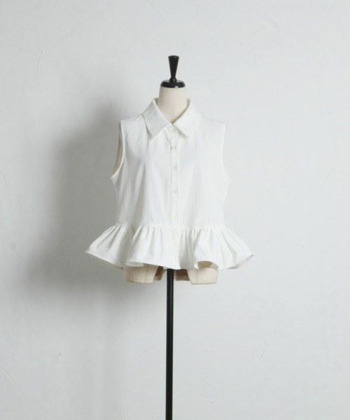ARVELLIA(アルベリア)の「SLEEVELESS PEPLUM SHIRT(シャツ/ブラウス・レディース・ブラック/ホワイト・M)」の12枚目の写真