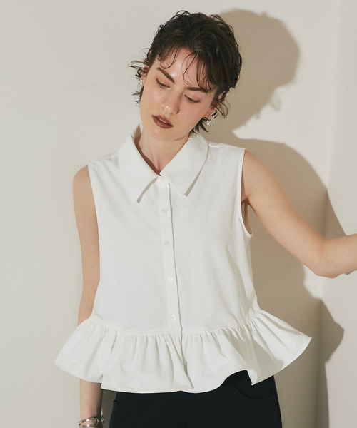 ARVELLIA(アルベリア)の「SLEEVELESS PEPLUM SHIRT(シャツ/ブラウス・レディース・ブラック/ホワイト・M)」の5枚目の写真