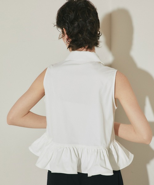 ARVELLIA(アルベリア)の「SLEEVELESS PEPLUM SHIRT(シャツ/ブラウス・レディース・ブラック/ホワイト・M)」の6枚目の写真