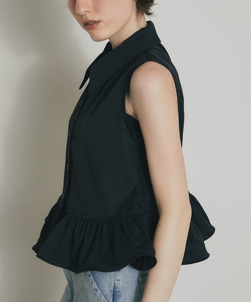 ARVELLIA(アルベリア)の「SLEEVELESS PEPLUM SHIRT(シャツ/ブラウス・レディース・ブラック/ホワイト・M)」の9枚目の写真