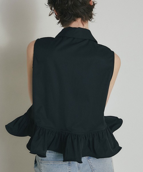 ARVELLIA(アルベリア)の「SLEEVELESS PEPLUM SHIRT(シャツ/ブラウス・レディース・ブラック/ホワイト・M)」の10枚目の写真