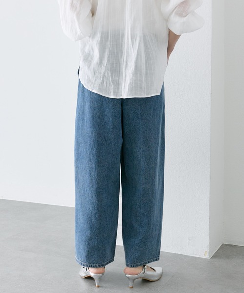 PUAL CE CIN(ピュアルセシン)の「綿麻デニムパンツ(ベルト付き)(デニムパンツ・レディース・インディゴブルー/サックスブルー・FREE)」の4枚目の写真