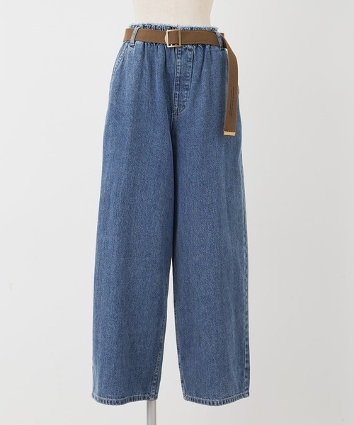 PUAL CE CIN(ピュアルセシン)の「綿麻デニムパンツ(ベルト付き)(デニムパンツ・レディース・インディゴブルー/サックスブルー・FREE)」の10枚目の写真
