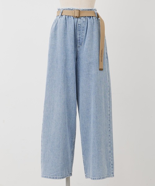 PUAL CE CIN(ピュアルセシン)の「綿麻デニムパンツ(ベルト付き)(デニムパンツ・レディース・インディゴブルー/サックスブルー・FREE)」の12枚目の写真