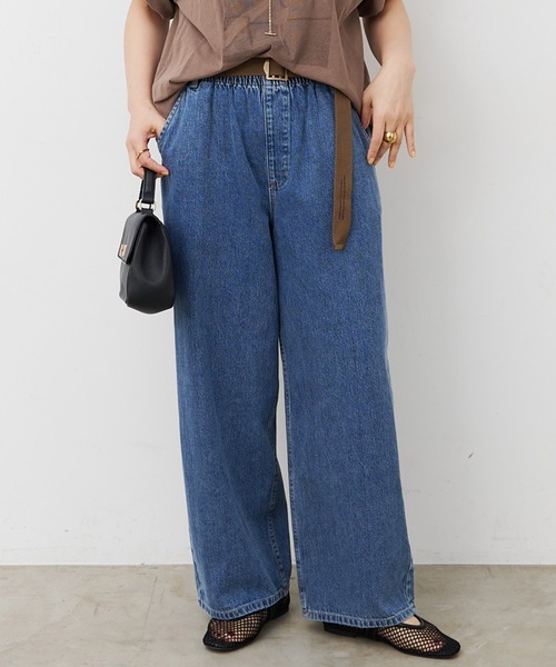 PUAL CE CIN(ピュアルセシン)の「綿麻デニムパンツ(ベルト付き)(デニムパンツ・レディース・インディゴブルー/サックスブルー・FREE)」の8枚目の写真