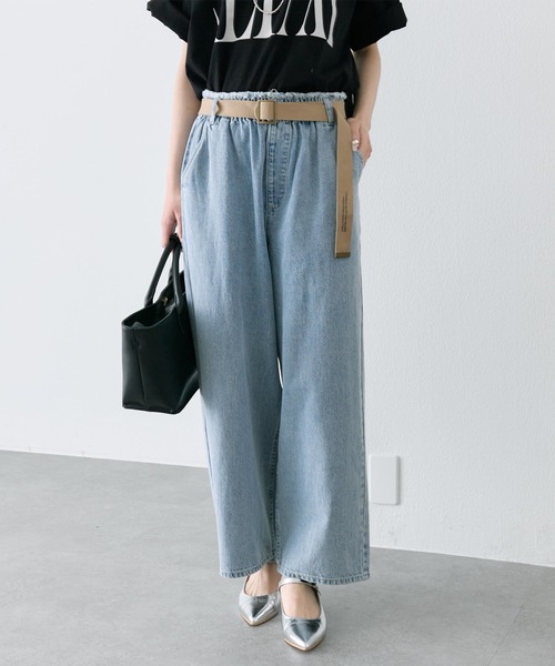 PUAL CE CIN(ピュアルセシン)の「綿麻デニムパンツ(ベルト付き)(デニムパンツ・レディース・インディゴブルー/サックスブルー・FREE)」の21枚目の写真