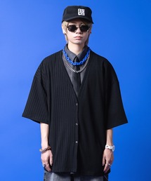 a.p.o.v. オーバーサイズアシンメトリーリブジャージー半袖カーディガン