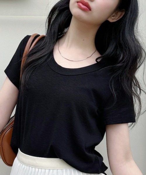 Ada.（エイダ）の「Uネックベーシック半袖コンパクトＴシャツ（Tシャツ/カットソー・レディース・ブラック/グレー/ホワイト/ネイビー・FREE）」の8枚目の写真