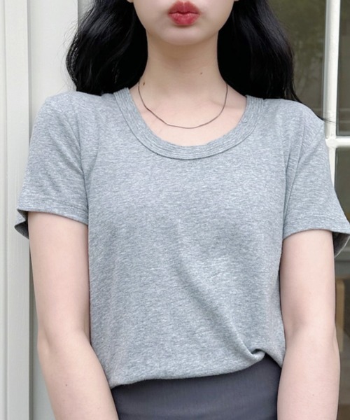 Ada.（エイダ）の「Uネックベーシック半袖コンパクトＴシャツ（Tシャツ/カットソー・レディース・ブラック/グレー/ホワイト/ネイビー・FREE）」の17枚目の写真