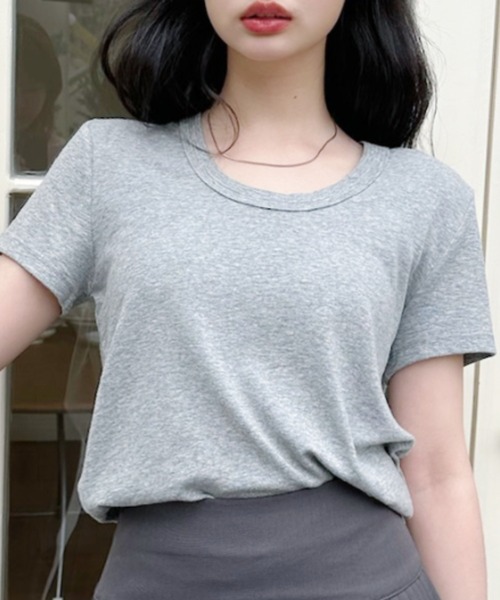 Ada.（エイダ）の「Uネックベーシック半袖コンパクトＴシャツ（Tシャツ/カットソー・レディース・ブラック/グレー/ホワイト/ネイビー・FREE）」の18枚目の写真