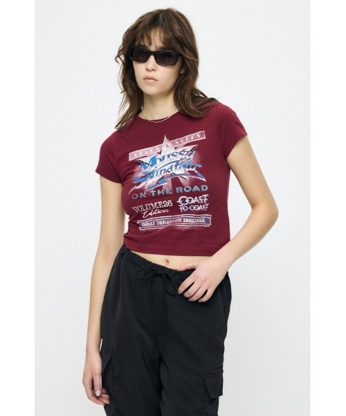 MOUSSY（マウジー）の「MOUSSY VOL26 TOUR Tシャツ（Tシャツ/カットソー・レディース・ライトブラック/バーガンディー/ホワイト/ブルー・1/2）」の4枚目の写真