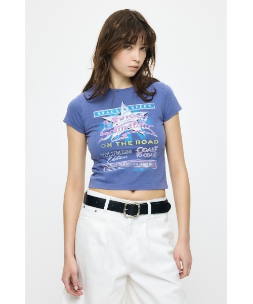 MOUSSY（マウジー）の「MOUSSY VOL26 TOUR Tシャツ（Tシャツ/カットソー・レディース・ライトブラック/バーガンディー/ホワイト/ブルー・1/2）」の3枚目の写真
