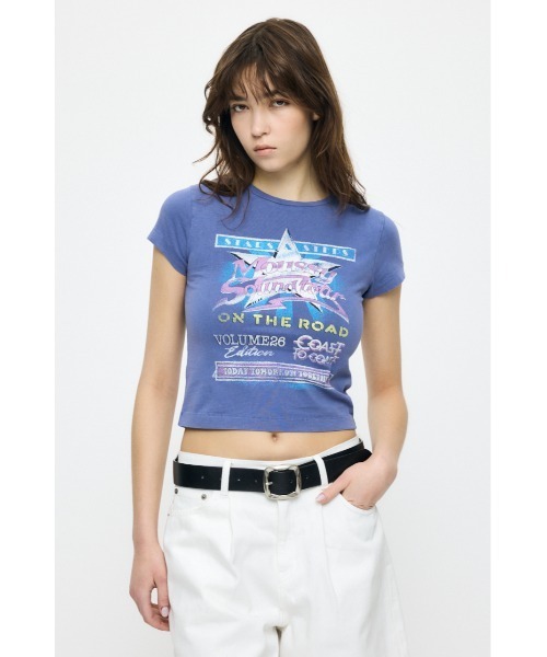 MOUSSY（マウジー）の「MOUSSY VOL26 TOUR Tシャツ（Tシャツ/カットソー・レディース・ライトブラック/バーガンディー/ホワイト/ブルー・1/2）」の8枚目の写真