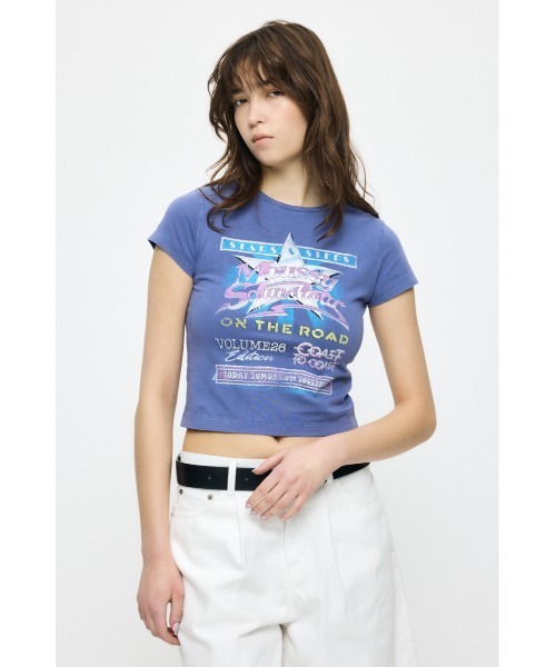 MOUSSY（マウジー）の「MOUSSY VOL26 TOUR Tシャツ（Tシャツ/カットソー・レディース・ライトブラック/バーガンディー/ホワイト/ブルー・1/2）」の9枚目の写真