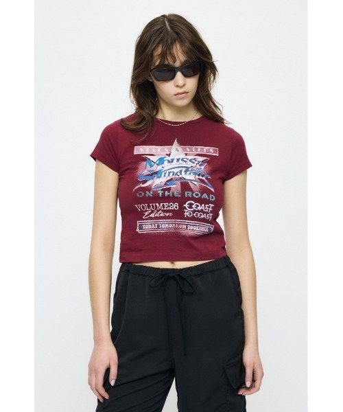 MOUSSY（マウジー）の「MOUSSY VOL26 TOUR Tシャツ（Tシャツ/カットソー・レディース・ライトブラック/バーガンディー/ホワイト/ブルー・1/2）」の17枚目の写真