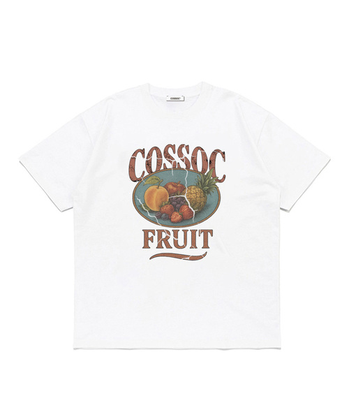 COSO(コソ)の「CC フルーツ半袖Tシャツ(4 COLORS)(Tシャツ/カットソー・レディース・ホワイト/ライトグレー/ネイビー/ブラック・SMALL/MEDIUM/LARGE)」の1枚目の写真