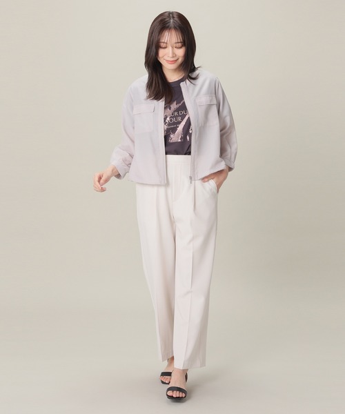 GLACIER lusso(グラシアルッソ)の「8分袖シアーブルゾン(ブルゾン・レディース・ブラウン/ライトカーキ/グレイッシュベージュ/ブラック・L/LL/M/S)」の7枚目の写真