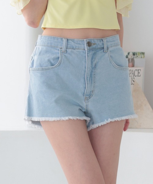 LAETITIA(レリッタ)の「LAETITIA/レリッタ 水着 ボトムス ショートパンツ 水陸両用 デニム ハイウエスト 467101 UT(その他パンツ・レディース・サックスブルー/ネイビー・S/L/LL/M)」の1枚目の写真