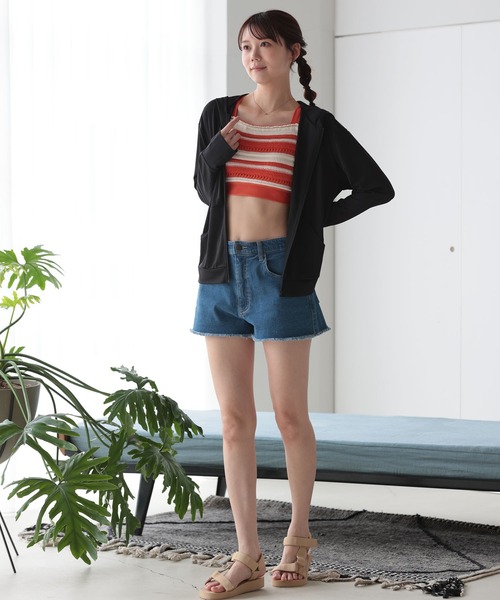 LAETITIA(レリッタ)の「LAETITIA/レリッタ 水着 ボトムス ショートパンツ 水陸両用 デニム ハイウエスト 467101 UT(その他パンツ・レディース・サックスブルー/ネイビー・S/L/LL/M)」の5枚目の写真