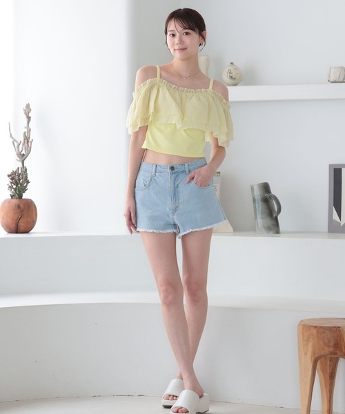 LAETITIA(レリッタ)の「LAETITIA/レリッタ 水着 ボトムス ショートパンツ 水陸両用 デニム ハイウエスト 467101 UT(その他パンツ・レディース・サックスブルー/ネイビー・S/L/LL/M)」の9枚目の写真